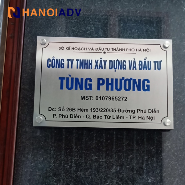 Mẫu biển tên công ty bằng inox bền đẹp sang trọng