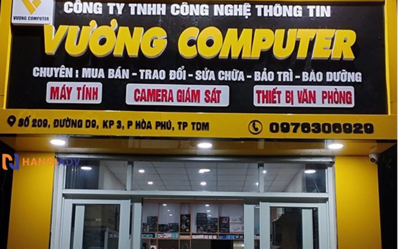Biển quảng cáo cửa hàng Vương computer