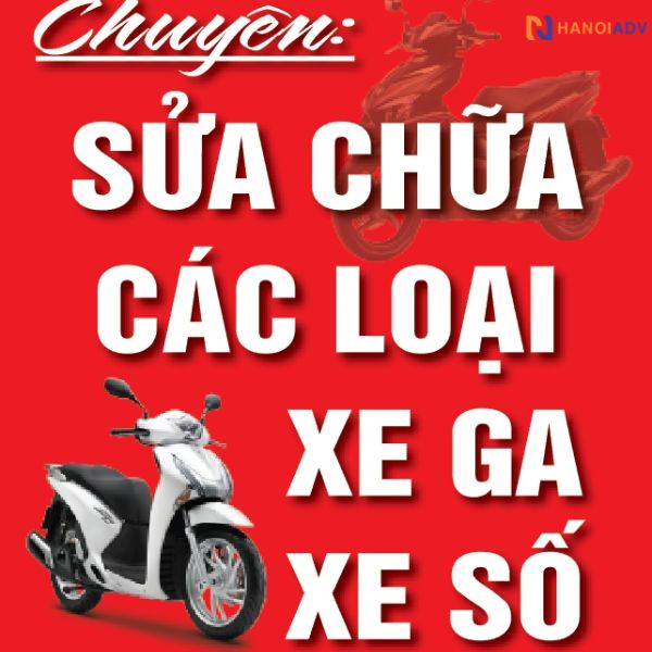 Các mẫu biển hiệu sửa xe máy đẹp – Inox, LED, Alu, Mica