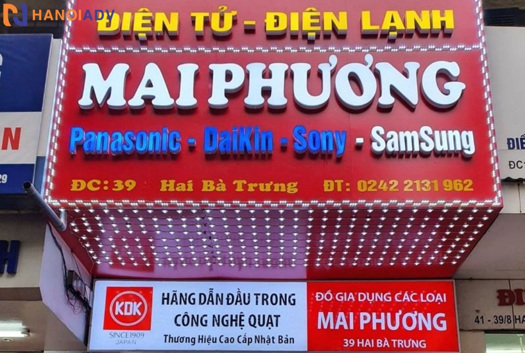 Thông tin bảng thường có tên cửa hàng, địa chỉ, số điện thoại