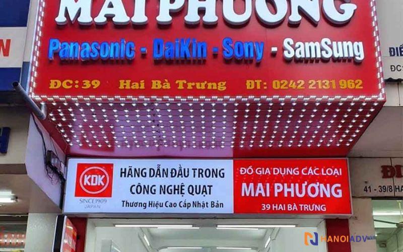 Biển quảng cáo điện lạnh bằng chữ nổi inox thường được kết hợp với các loại đèn LED siêu sáng