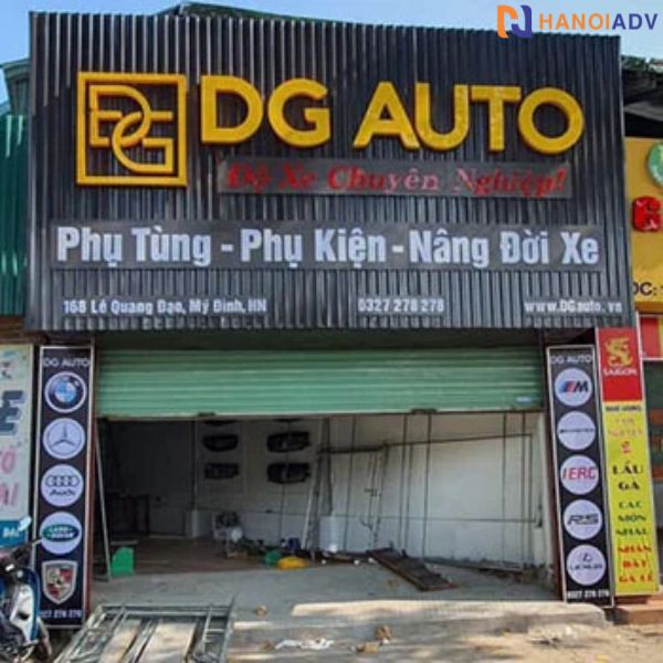 Biển quảng cáo Gara Ô tô bằng tôn chữ nổi có LED