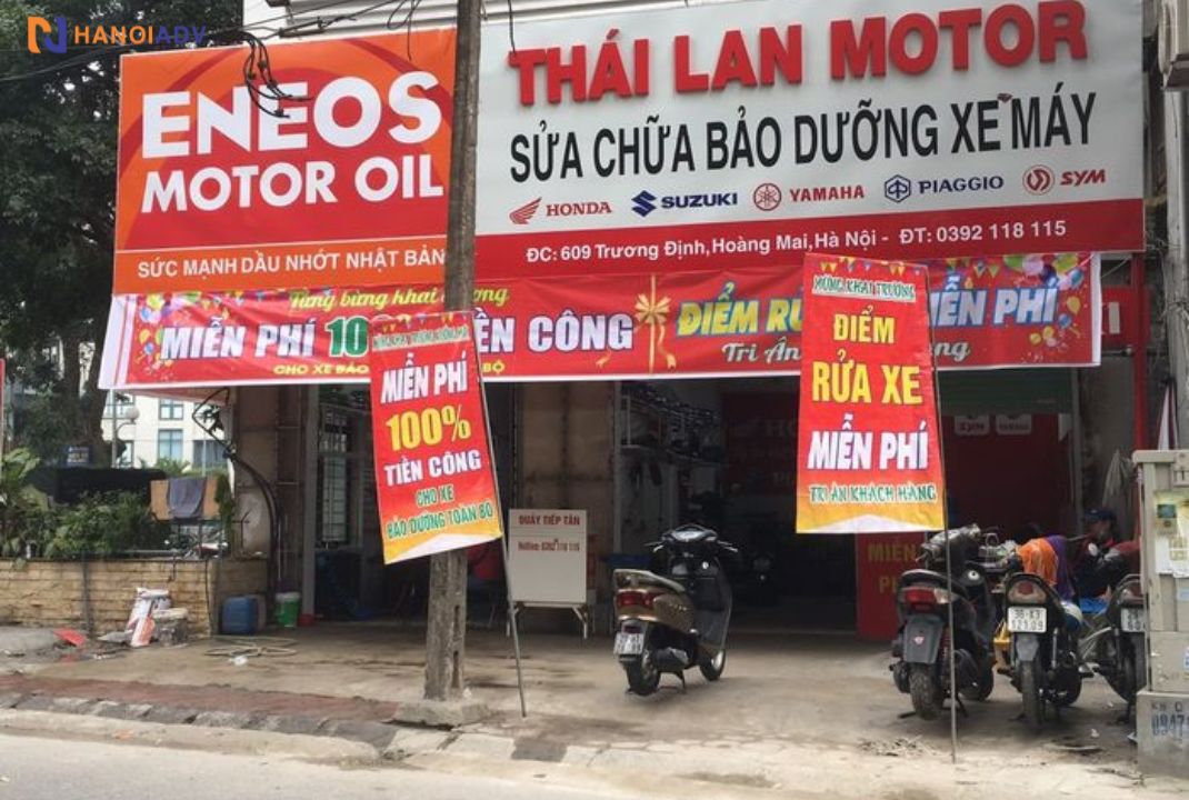 Thiết kế đơn giản, tiết kiệm chi phí phì hợp với cửa hàng sửa xe