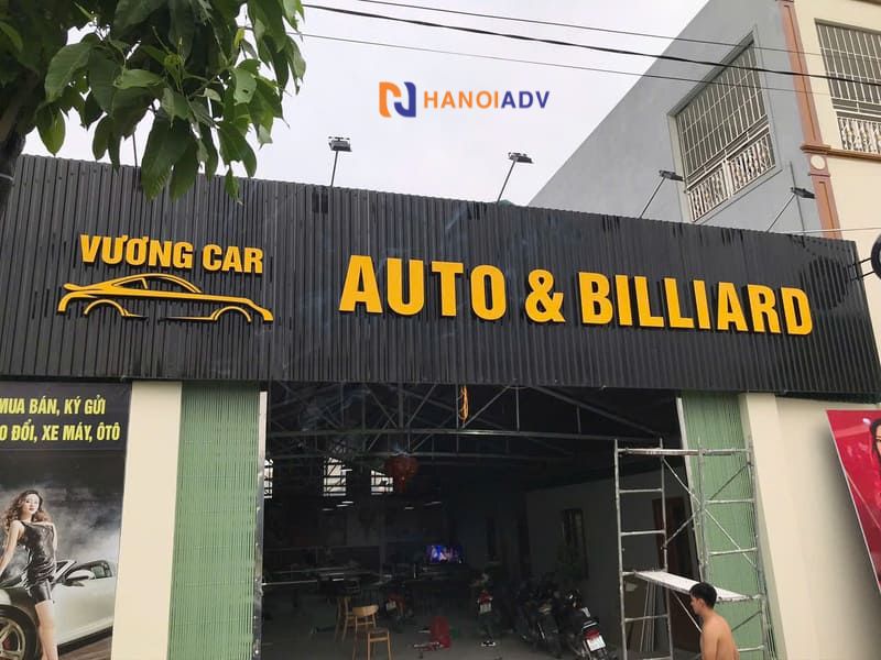 Biển quảng cáo Auto Billards nền tôn chữ mica