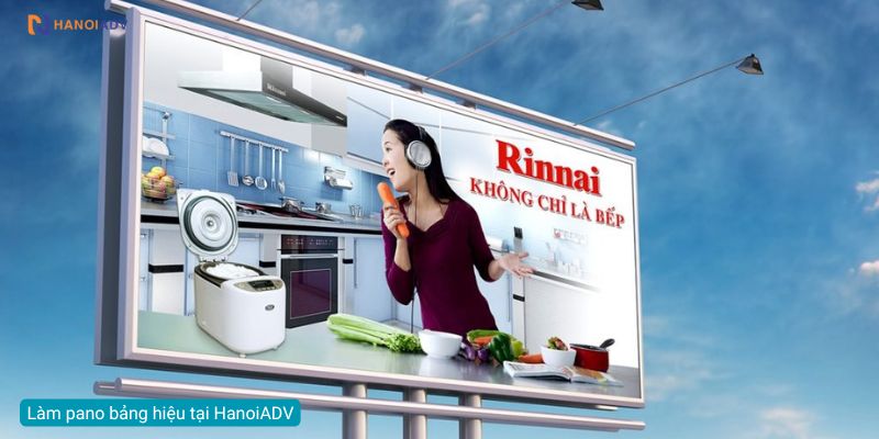 Thiết kế sáng tạo trong quá trình làm pano bảng hiệu quảng cáo tại cửa hàng Rinnai.