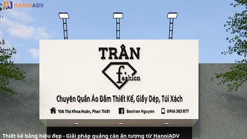 Thiết kế bảng hiệu đẹp của cửa hàng fashion Trân