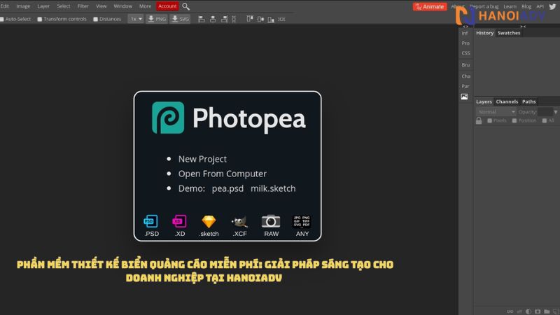 Phần mềm thiết kế biển quảng cáo miễn phí Photopea